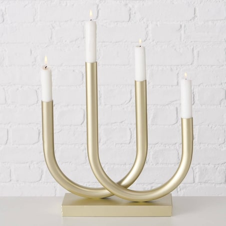 Złoty świecznik Tonis, metalowy, 33 x 34 cm