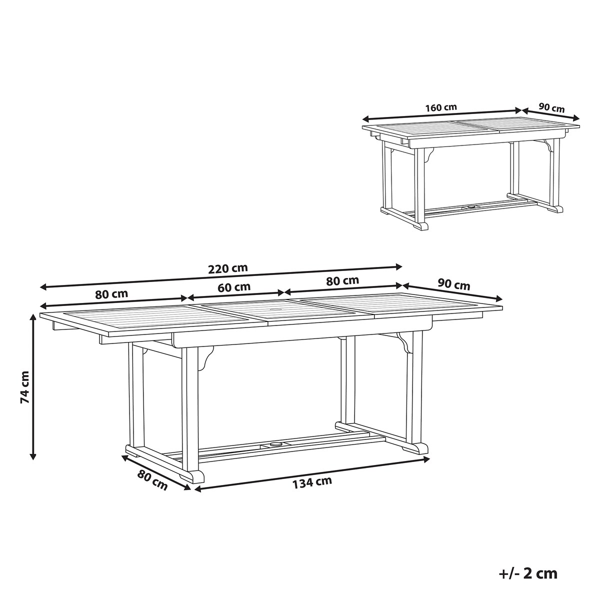 Stół ogrodowy rozkładany AMANTEA 160/220 cm 90 cm Drewno akacjowe Ciemnobrązowy