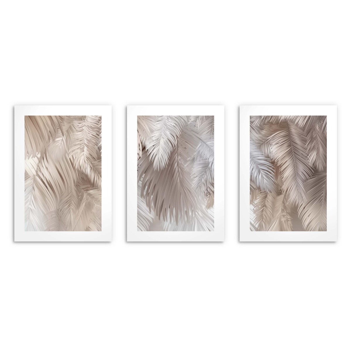 Plakaty w złotej ramie Obrazy do salonu sypialni Beżowe Liście oho glamour