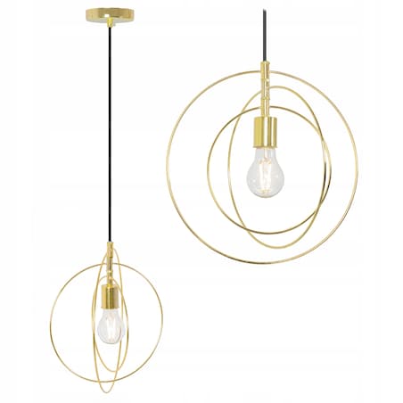 Lampa Sufitowa Metalowa Złote Okręgi Pierścieniowa
