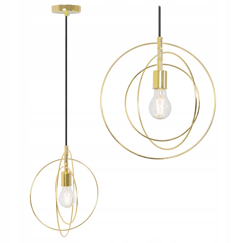 Lampa Sufitowa Metalowa Złote Okręgi Pierścieniowa