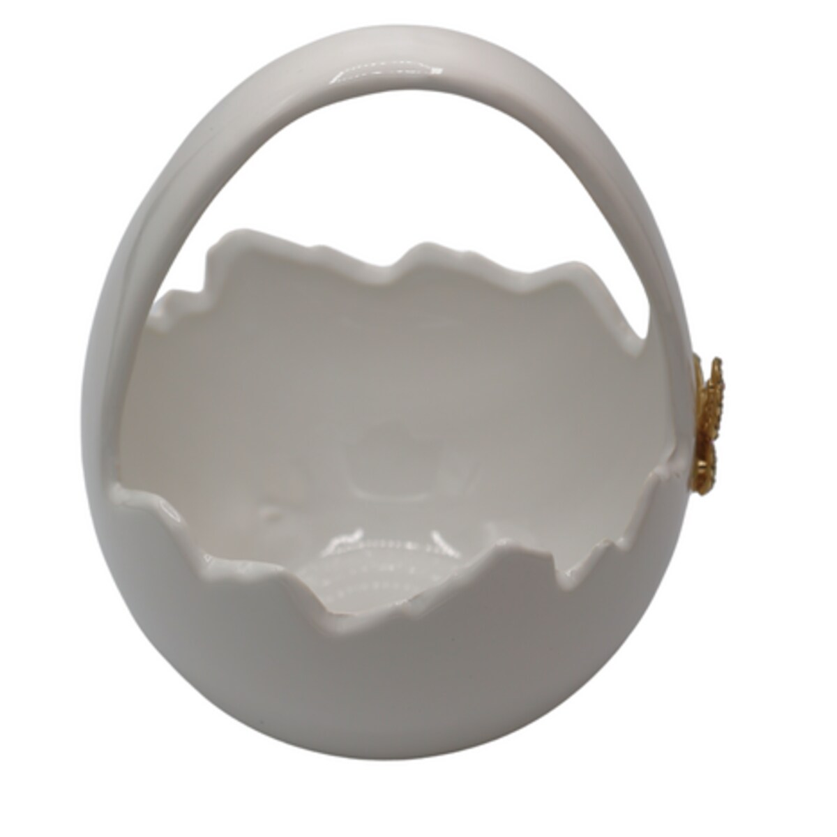 Ceramiczny biały koszyk 18x15x15 cm ze złotym motylkiem