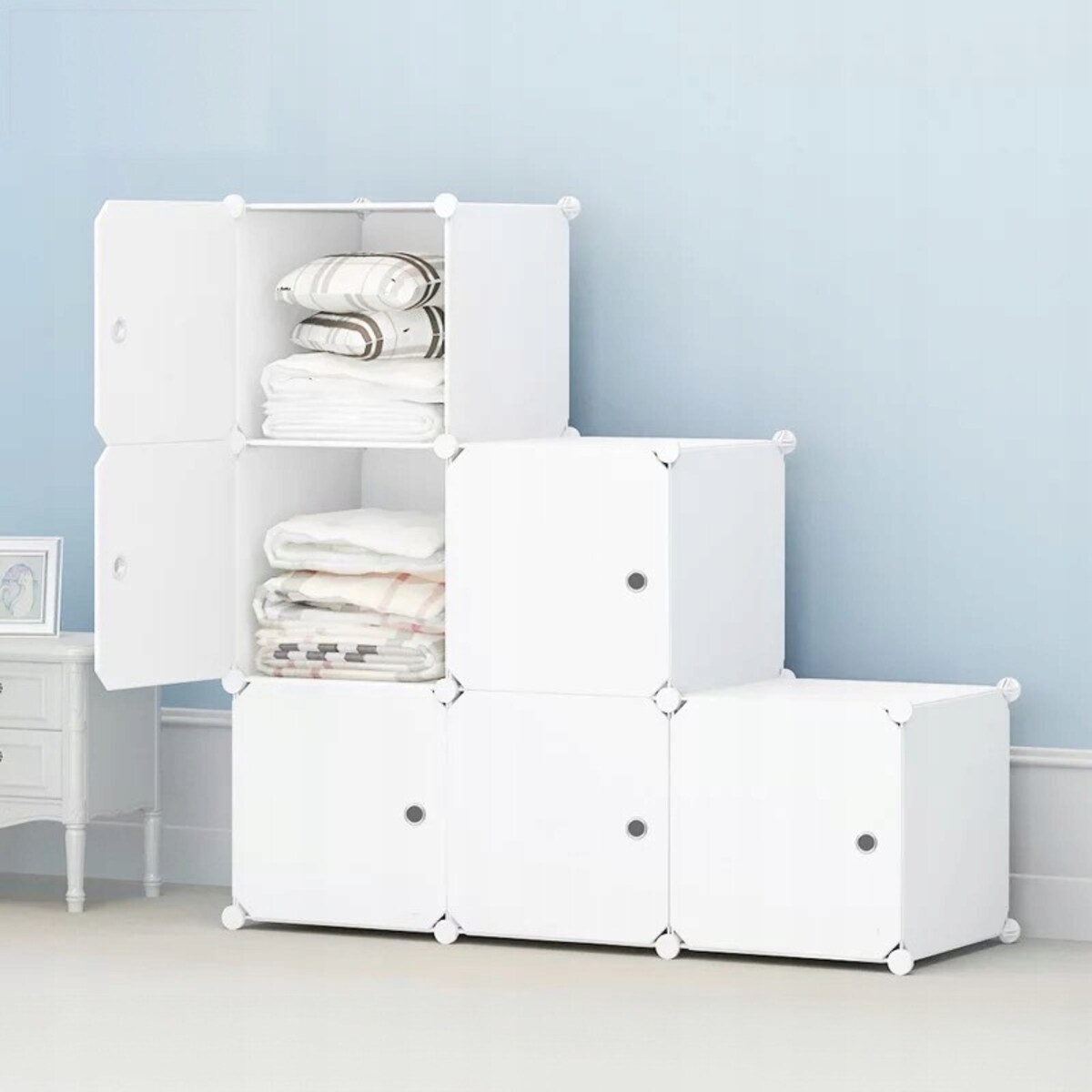 Duża szafa modułowa biała pojemna garderoba xxl