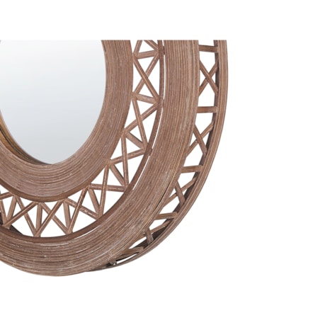 Bambusowe okrągłe lustro ścienne ø 62 cm brązowe CACOMA