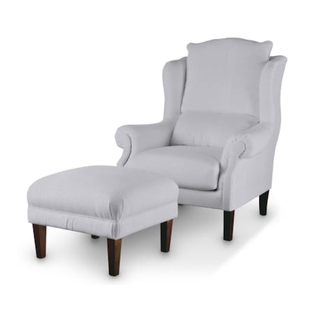 Podnóżek do fotela, szary melanż, 56 x 56 x 40 cm, Amsterdam