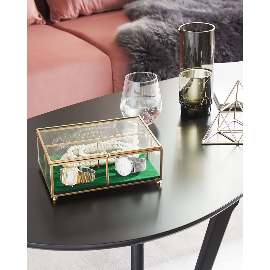 Szkatułka na biżuterię szklana złota SAINTES