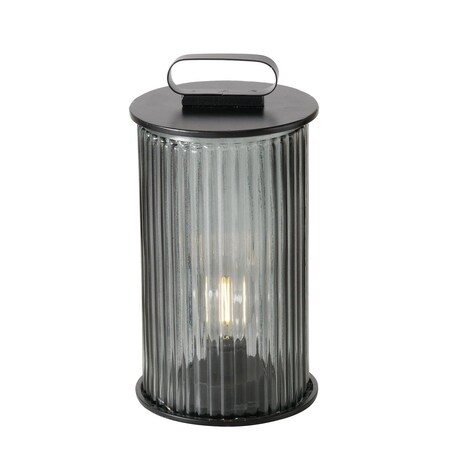 Czarny lampion SPARGO, ryflowane szkło