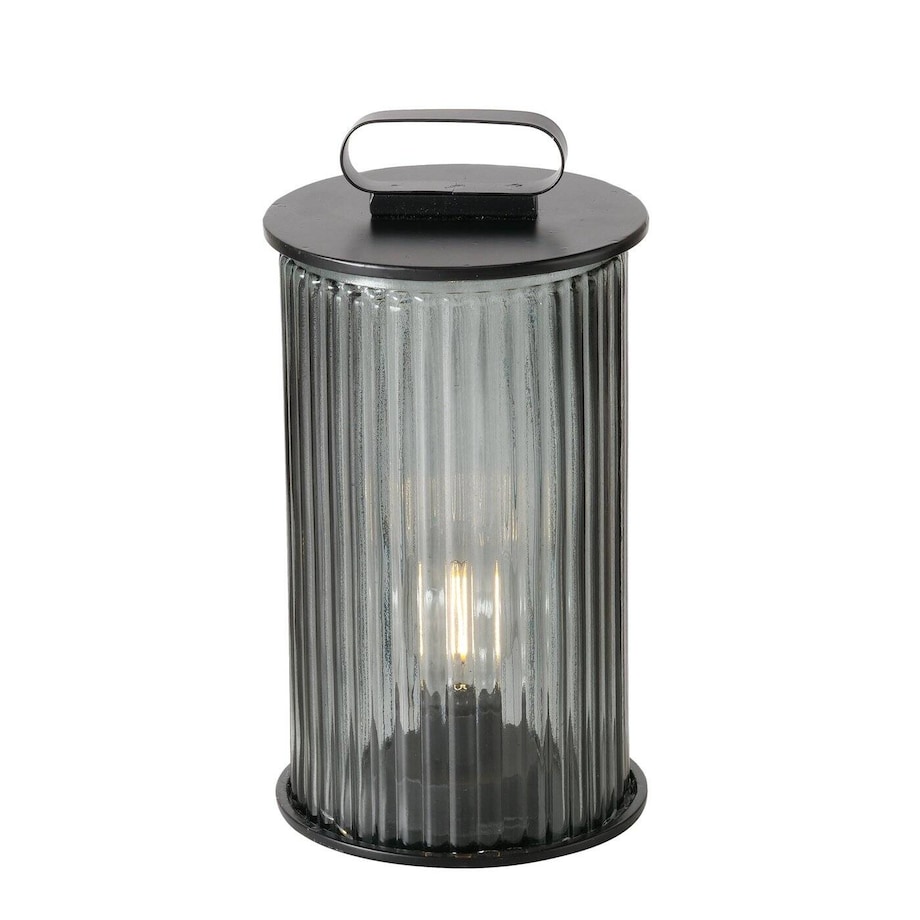 Czarny lampion SPARGO, ryflowane szkło