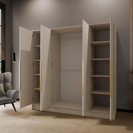 Szafa 200 gładka ORTO bez lustra z czarnymi uchwytami, kaszmirowa