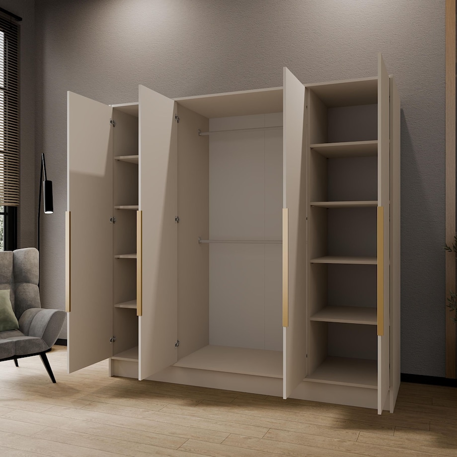 Szafa 200 gładka ORTO bez lustra z czarnymi uchwytami, kaszmirowa