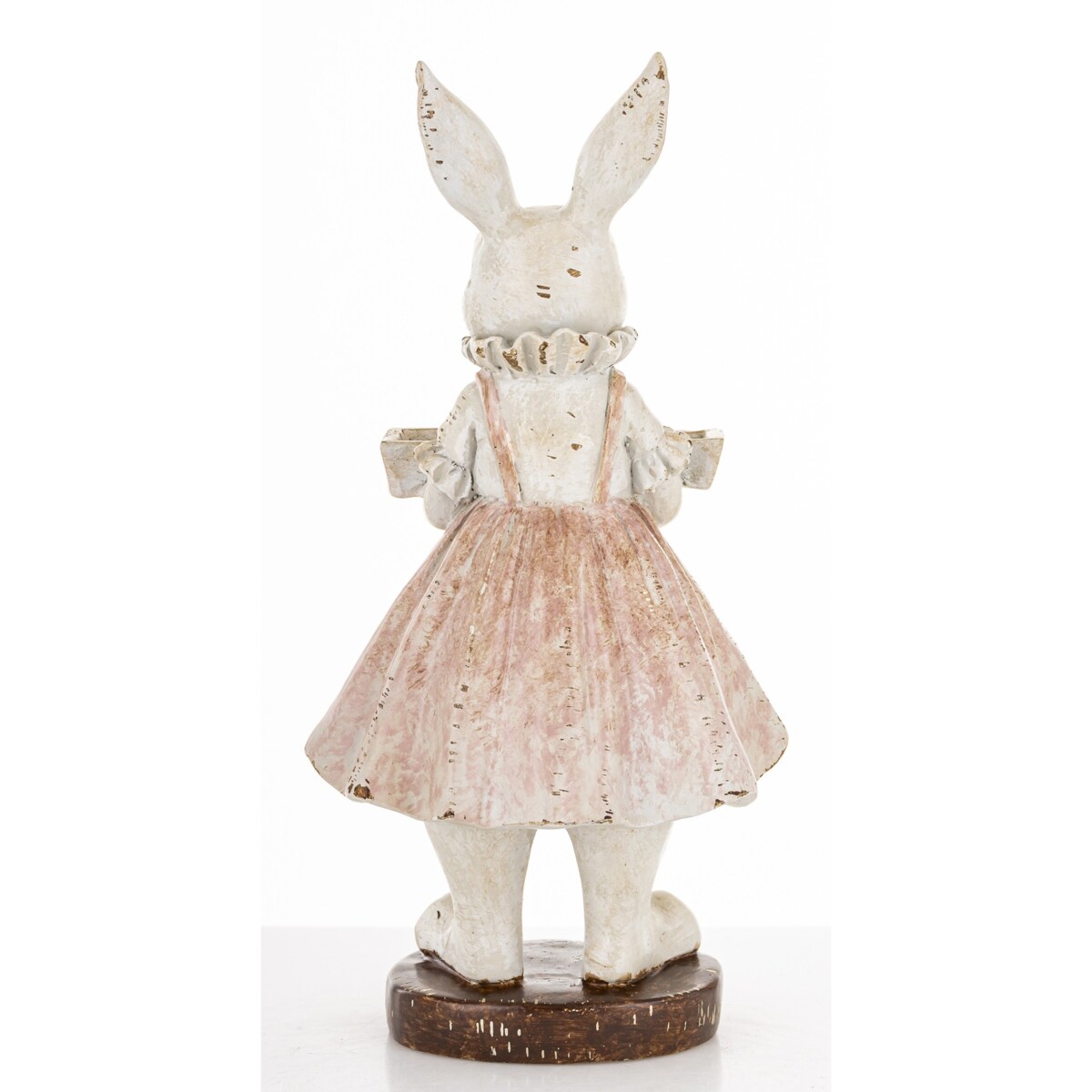 Figurka - króliczka 20x10x8cm AMELIA w jasnej spódniczce ze skrzynką na kwiaty