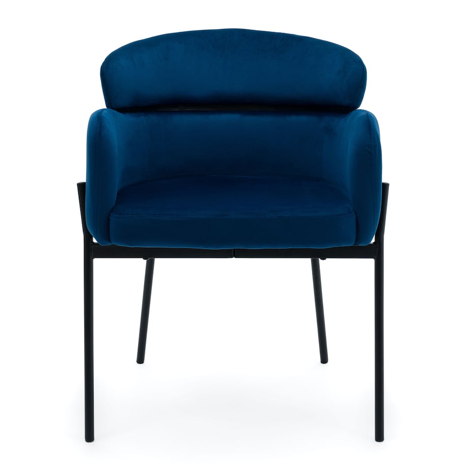 Krzesło tapicerowane welurowe do salonu BOLZANO granatowe