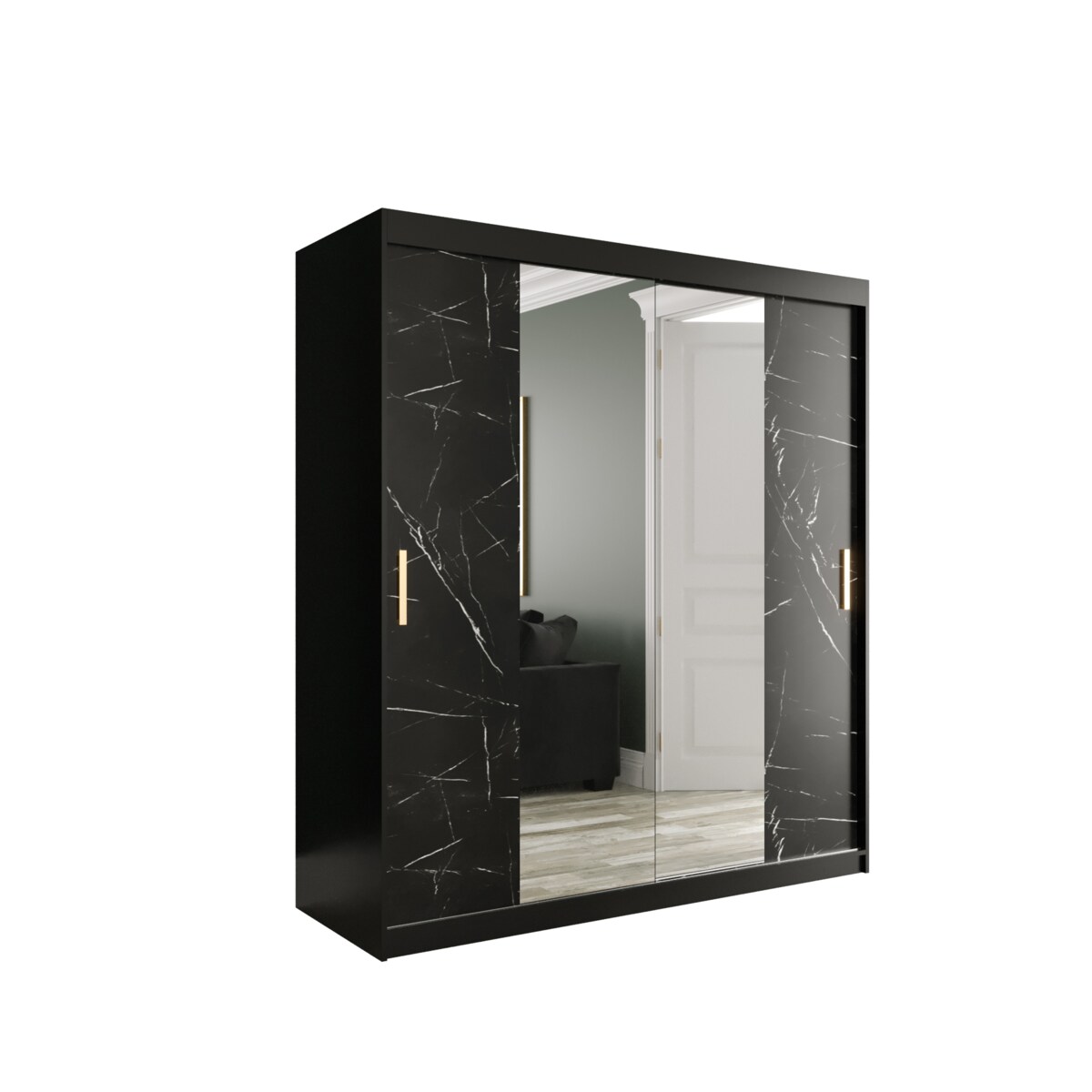 Szafa przesuwna Garderoba MARMUR T1 180 gł. 62 czarny