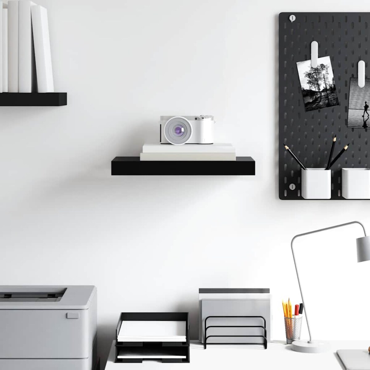 vidaXL Półka ścienna, czarna, 40x23x3,8 cm, MDF