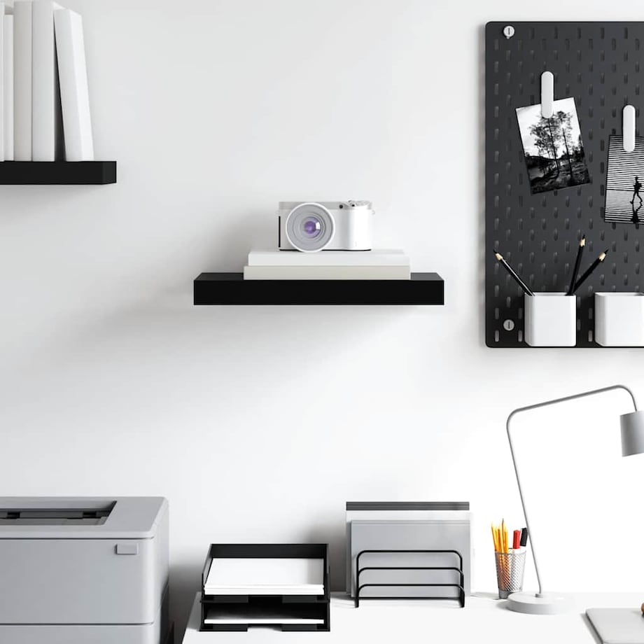 vidaXL Półka ścienna, czarna, 40x23x3,8 cm, MDF