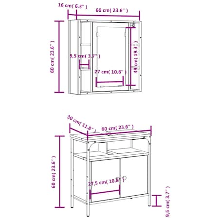 vidaXL 2-cz zestaw mebli łazienkowych, czarny, materiał drewnopochodny