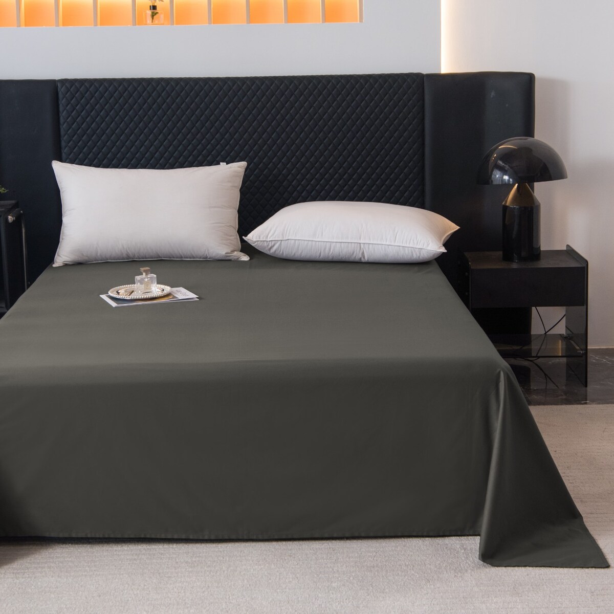 Prześcieradło Bawełniane Bez Gumki 190X250 Ciemno Szare