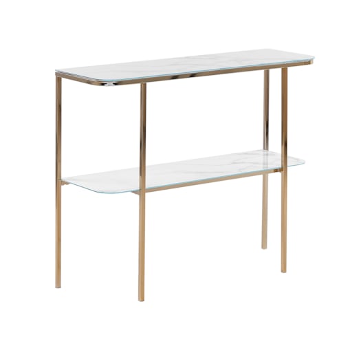 Konsola efekt marmuru biało-złota CALVERT