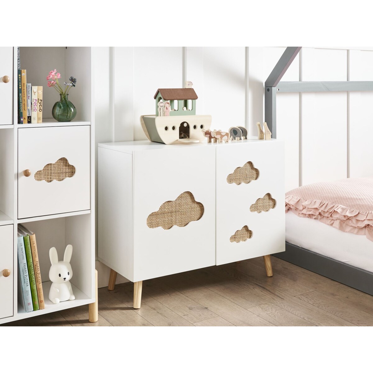 Szafka dwudrzwiowa jasne drewno z białym CLOUDY