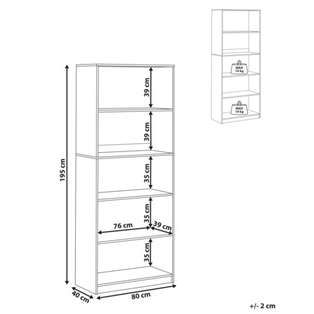 Regał na książki 5 półek ZEHNA 195 cm Czarny