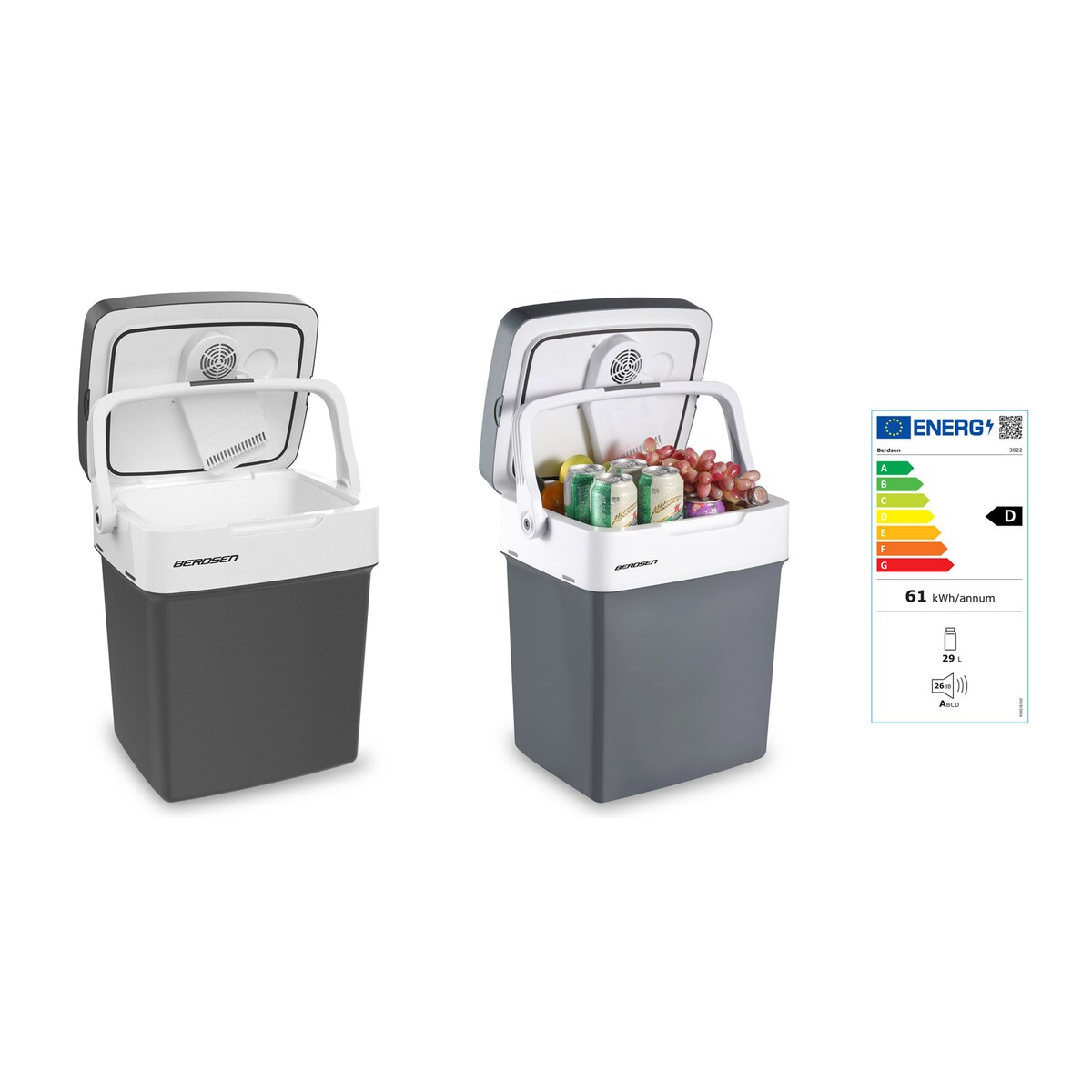 Lodówka turystyczna samochodowa Berdsen 29L 12V/230V USB funkcja grzania