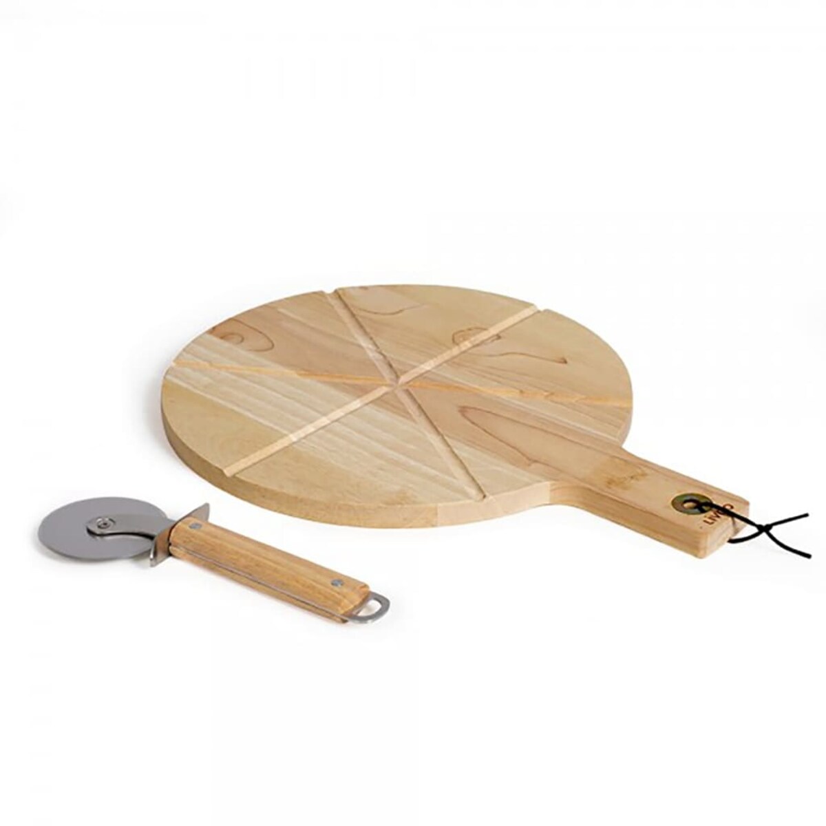 Livoo Zestaw do krojenia pizzy, 30 cm, drewniany