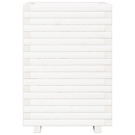 vidaXL Donica ogrodowa, biała, 50x50x72 cm, lite drewno sosnowe