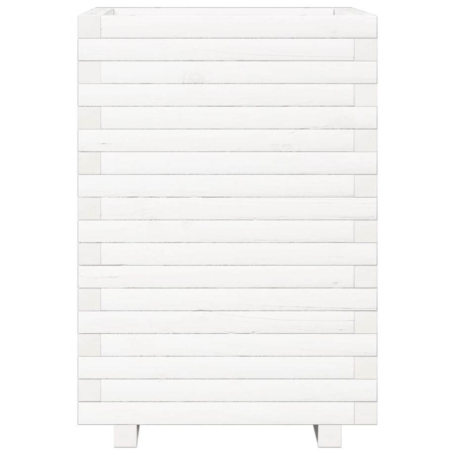 vidaXL Donica ogrodowa, biała, 50x50x72 cm, lite drewno sosnowe