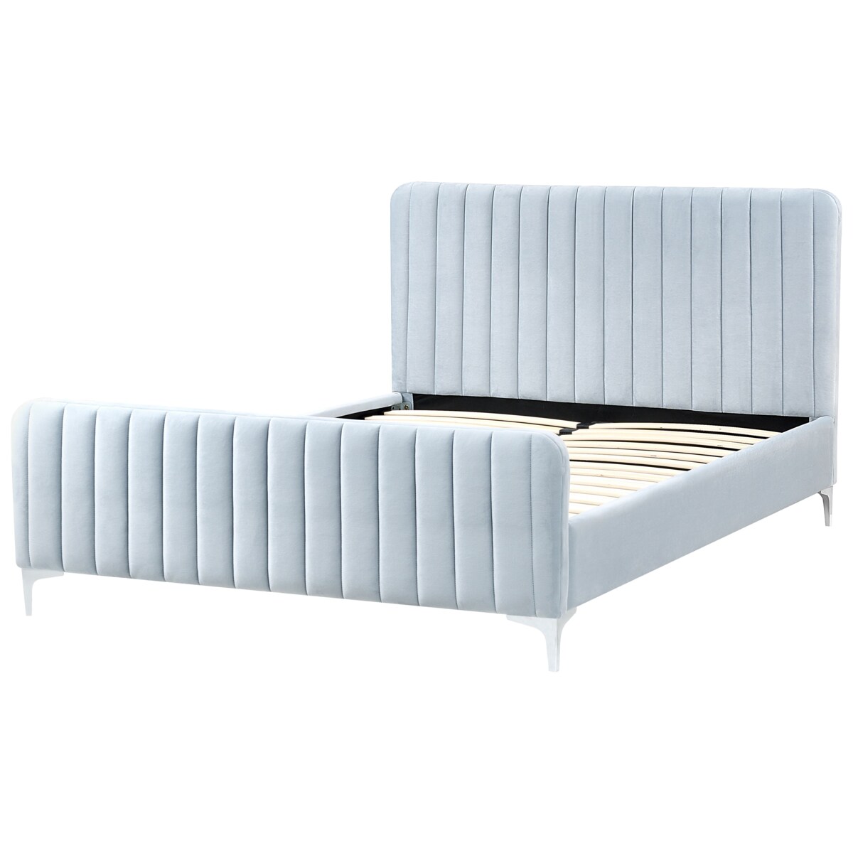 Łóżko Welur LUNAN 140 x 200 cm Błękitny