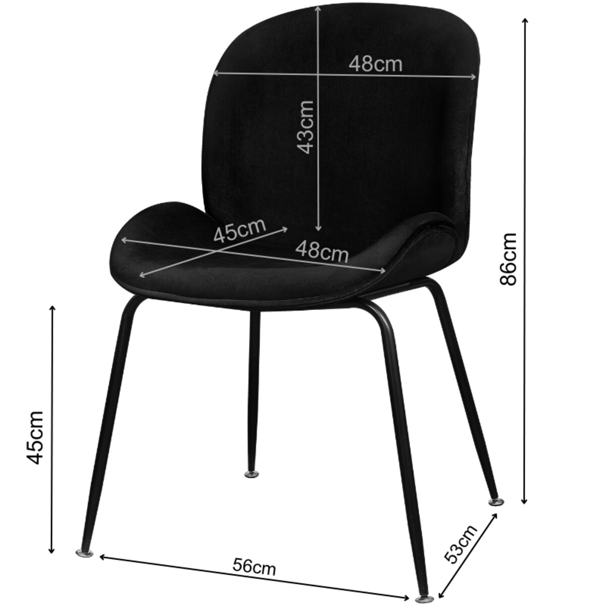 Krzesło tapicerowane welurowe do salonu jadalni czarne