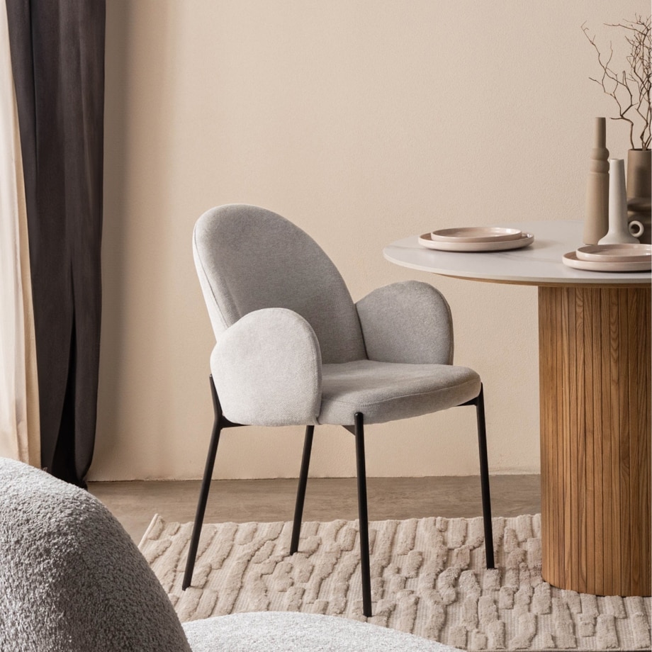 Krzesło tapicerowane szare metalowe nogi Holia