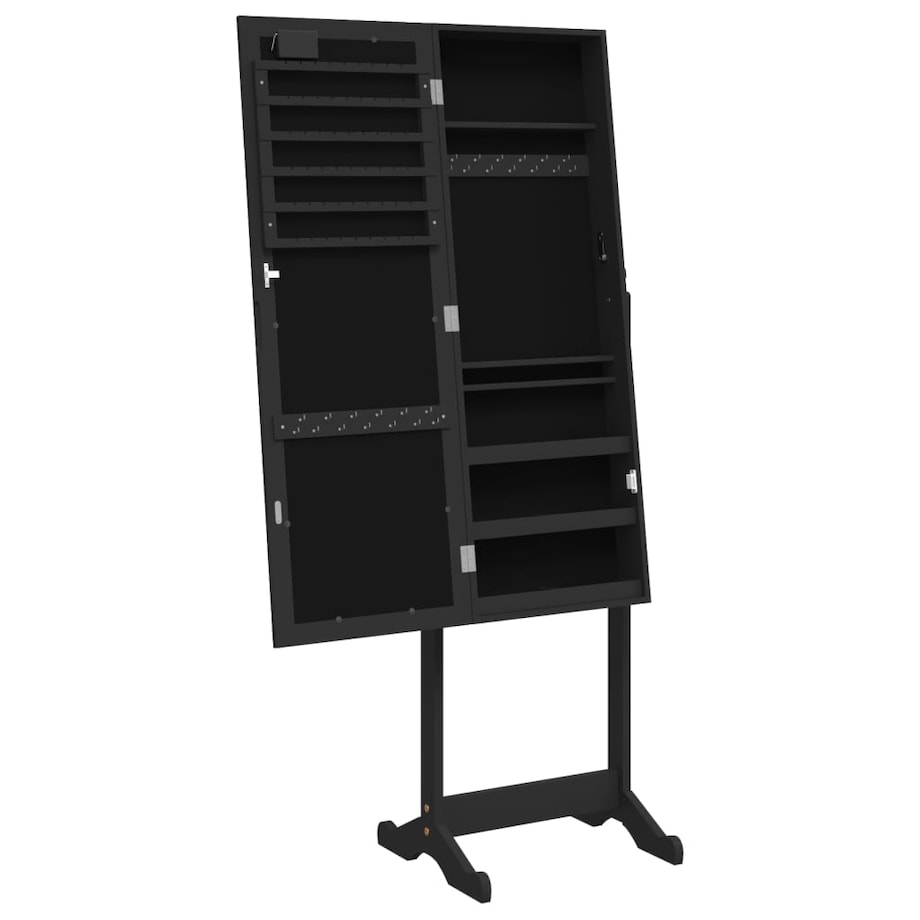 vidaXL Szafka na biżuterię, z lustrem i LED, wolnostojąca, czarna