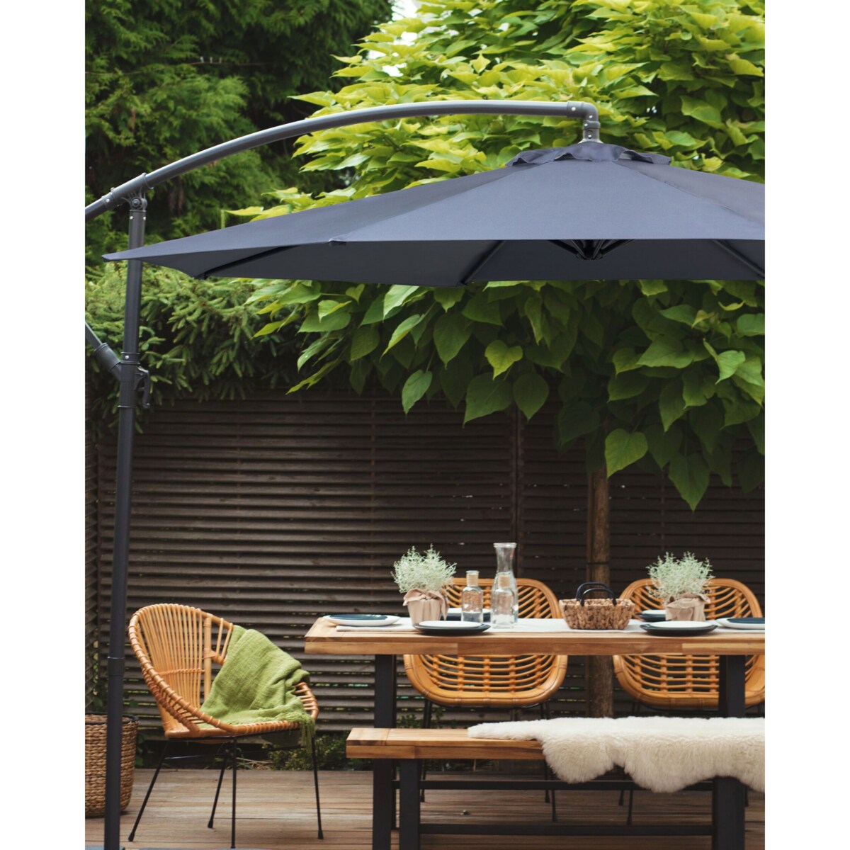 Parasol ogrodowy ⌀ 300 cm szary RAVENNA