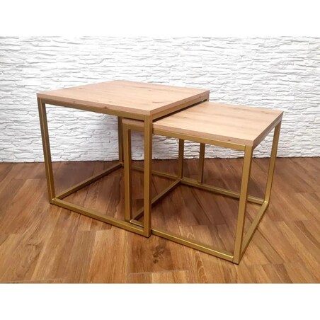 Stolik kawowy 2w1 CUBE dąb craft/złoty