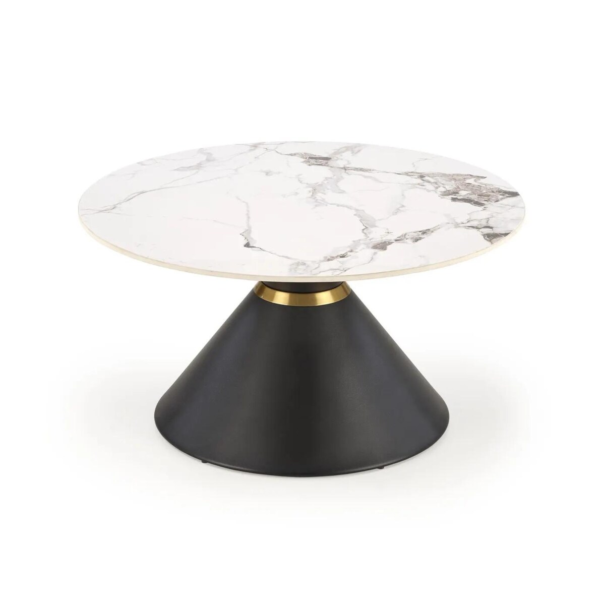 Stolik kawowy GORETTI 80x80 biały marmur/czarny