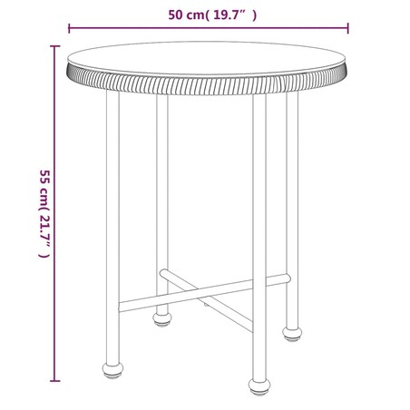 vidaXL Stół jadalniany, Ø50 cm, szkło hartowane i stal