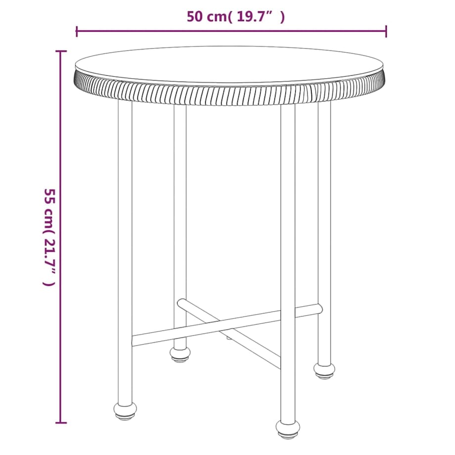 vidaXL Stół jadalniany, Ø50 cm, szkło hartowane i stal