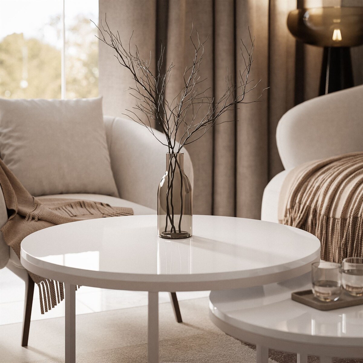 Stolik CIRI 2w1 kaszmir biały połysk