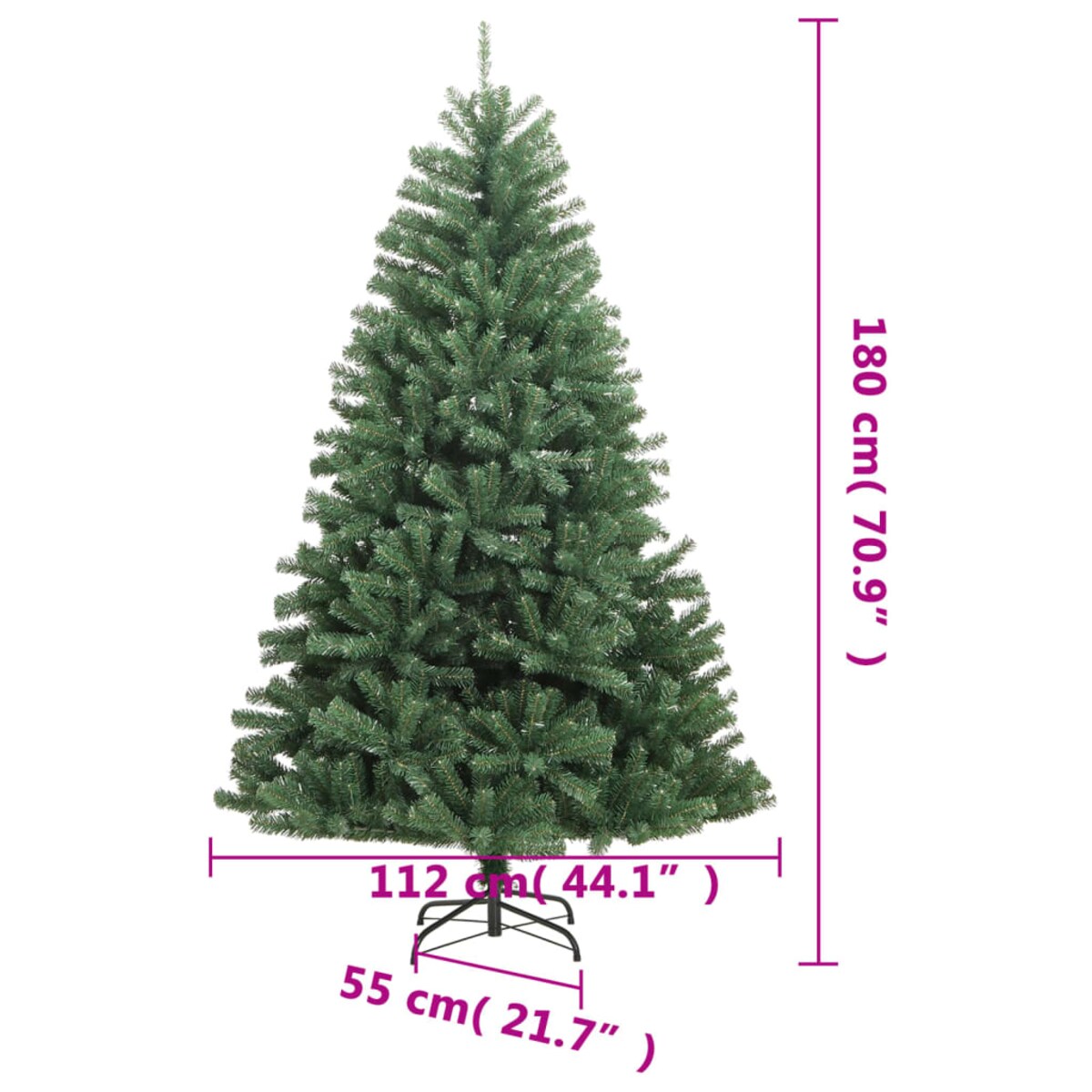 vidaXL Sztuczna choinka zawiasowa ze stojakiem, zielona, 180 cm