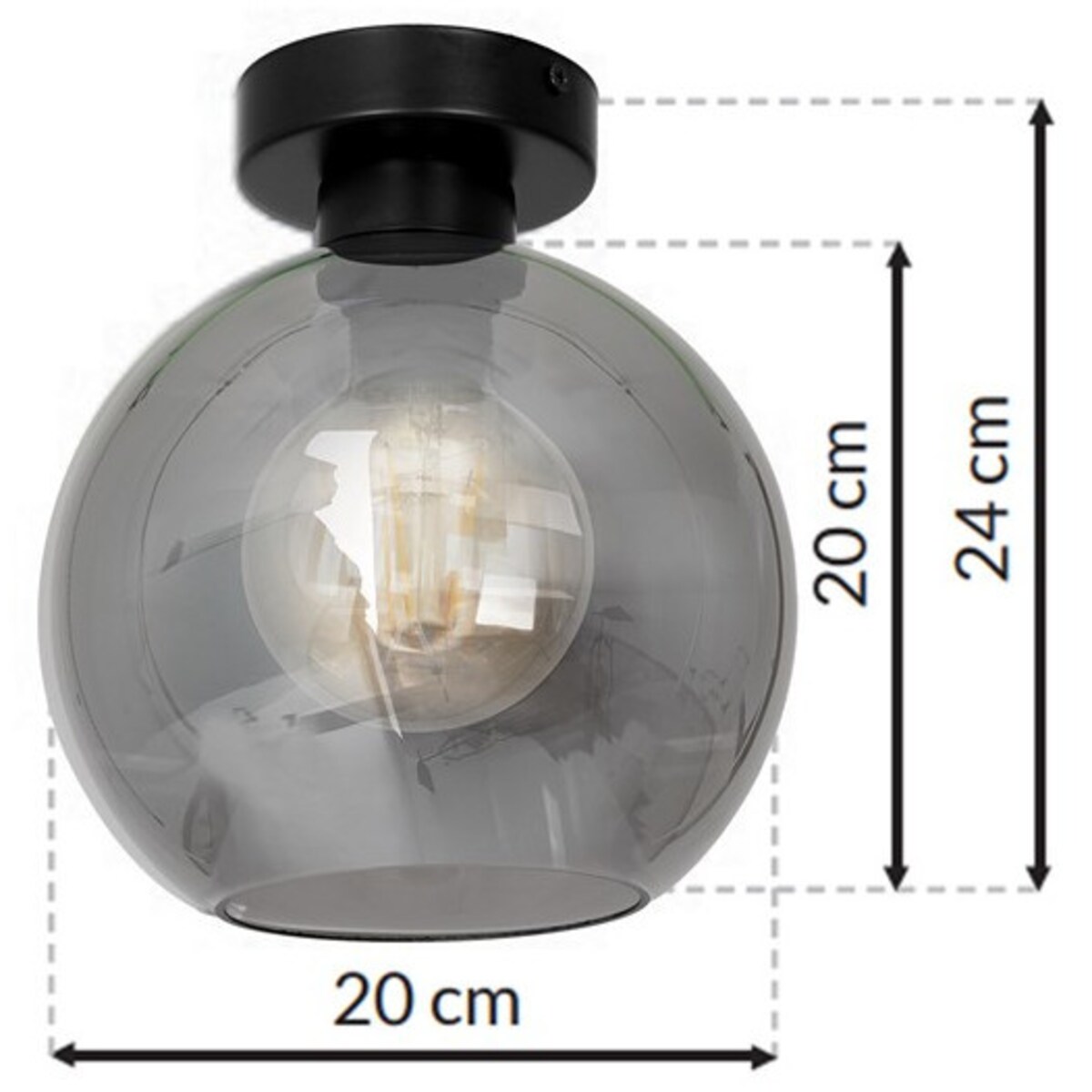 Skandynawska LAMPA sufitowa SOFIA MLP6574 Milagro loftowa OPRAWA szklana kula ball czarna przydymiona