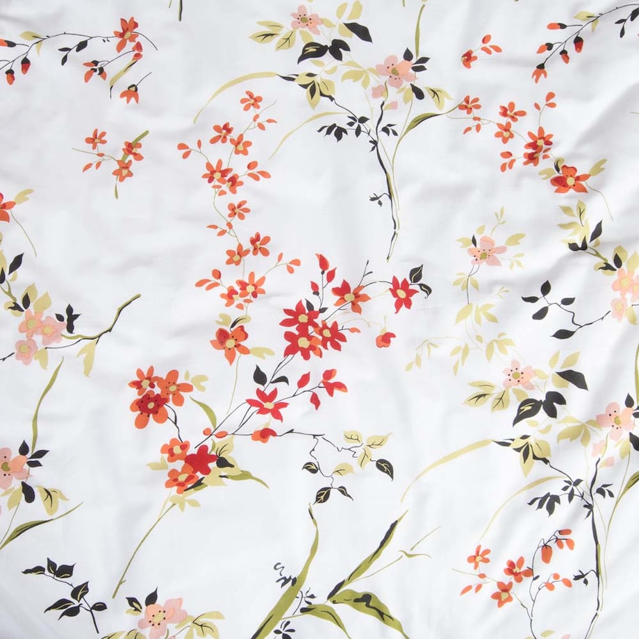 Pościel bawełniana 180x200 Bloome biała w kolorowe kwiaty, Cottonlove