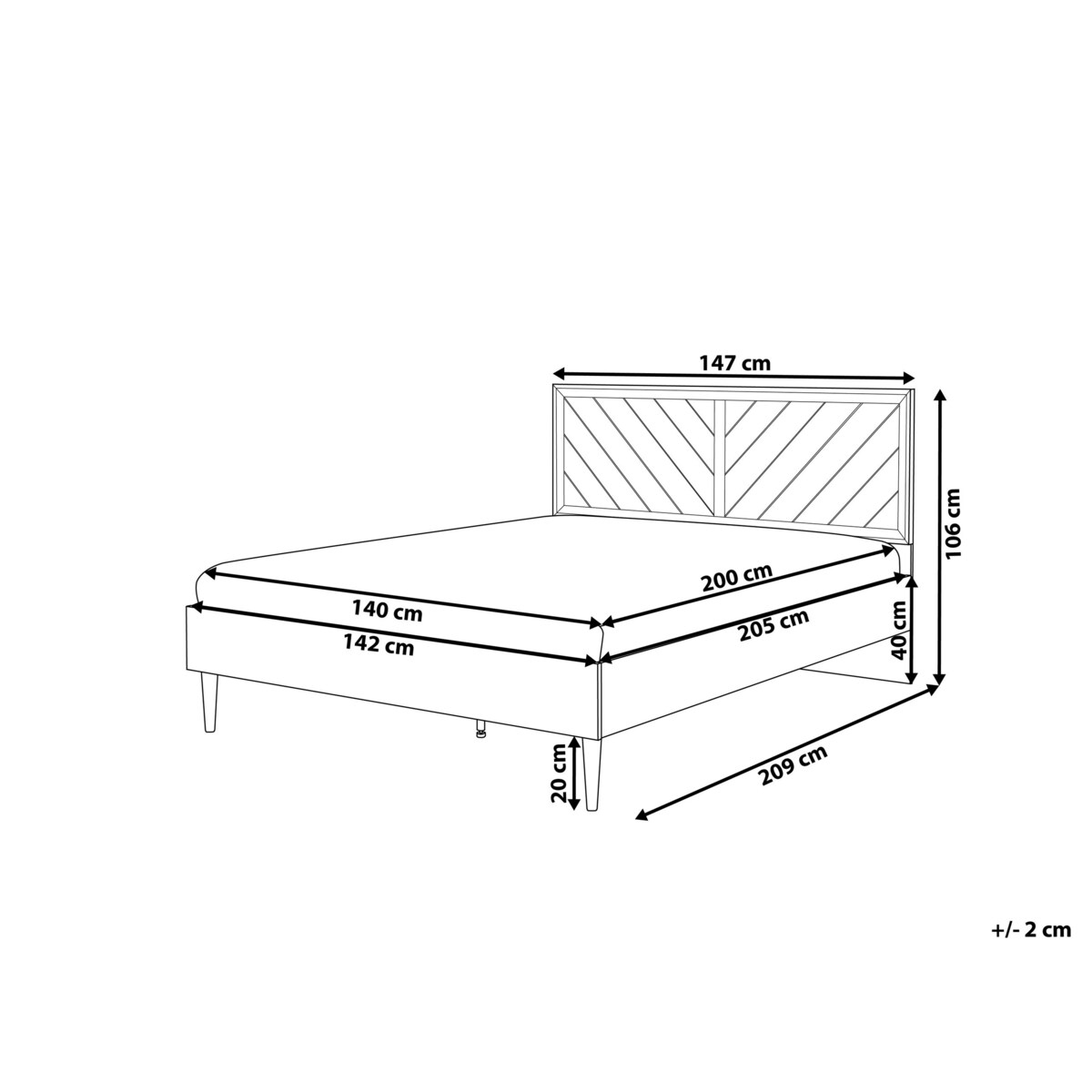Łóżko LED 140 x 200 cm ciemne drewno MIALET