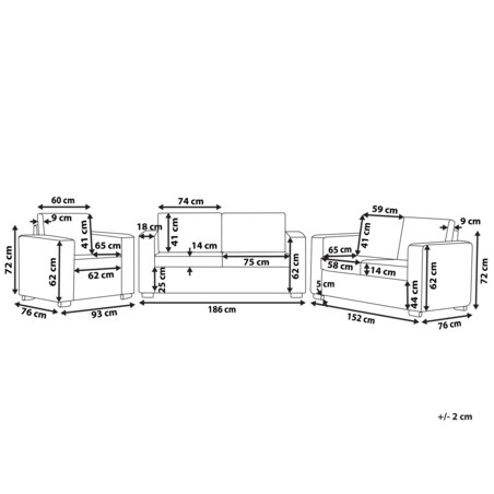 Komplet wypoczynkowy skórzany 6-osobowy czarny HELSINKI