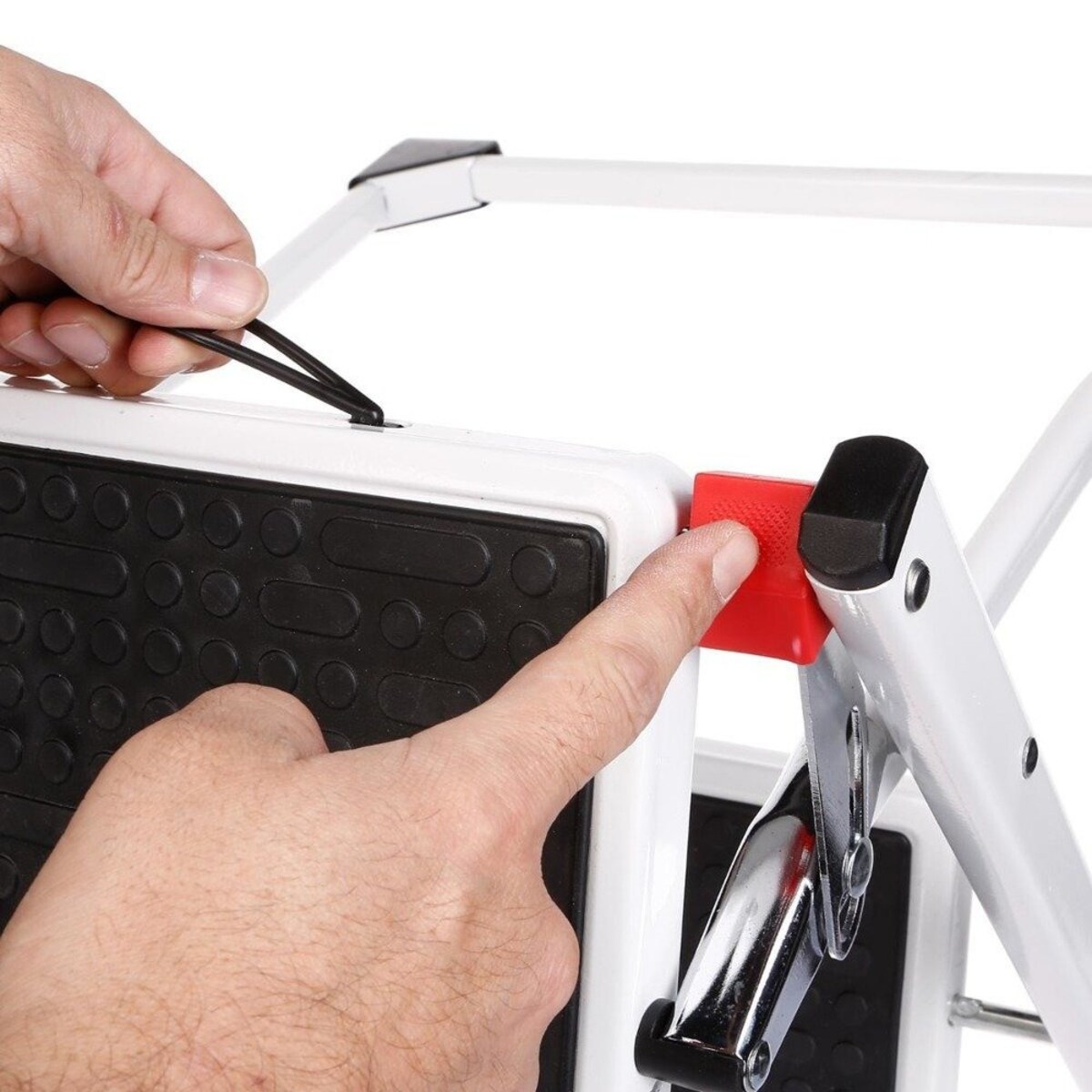 Metalowa dwupoziomowa drabina