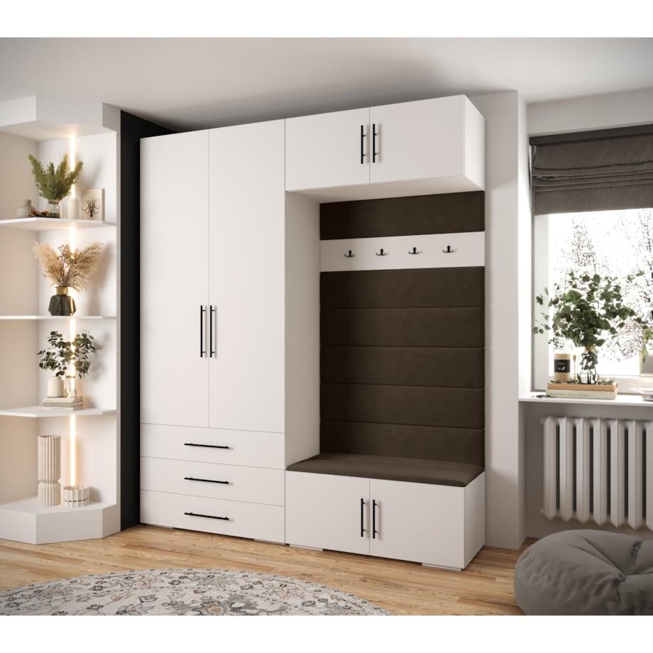 Garderoba do przedpokoju INOVA 3 Z12 biały+czarny+manila04