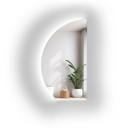 Lustro łazienkowe półokrągłe ze ściętym dołem z podświetleniem - HELENA LED