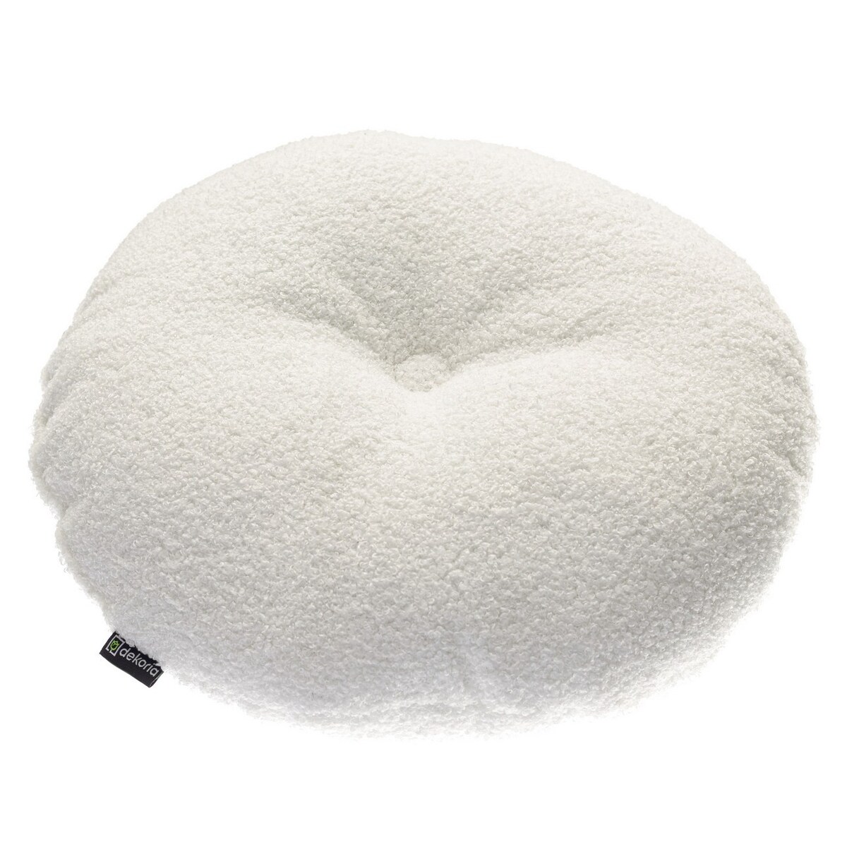 Poduszka okrągła z guzikiem, biała bukla, ⌀37 cm, Boucle Teddy