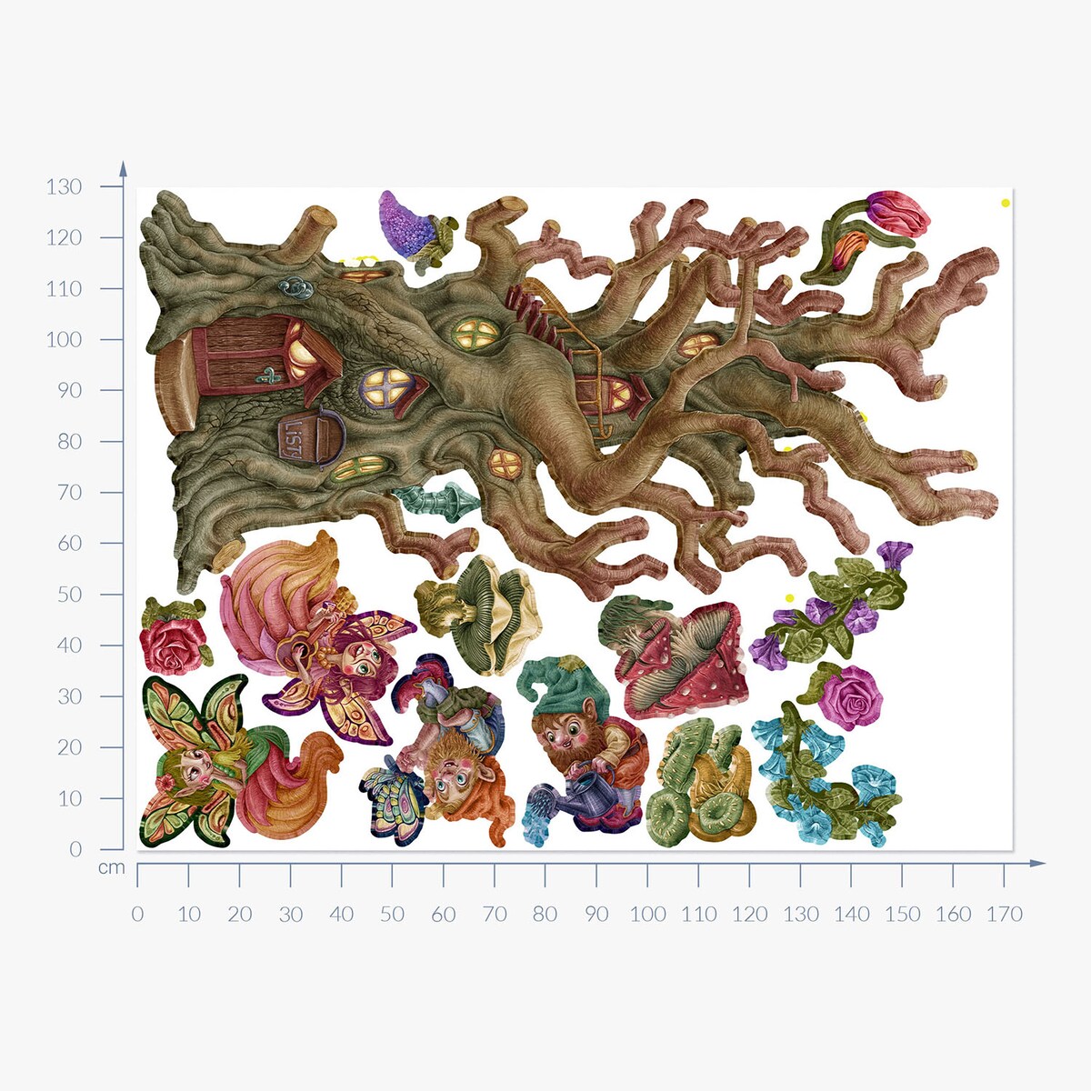 Zestaw naklejek na ścianę, Wróżkowy las, 130cm