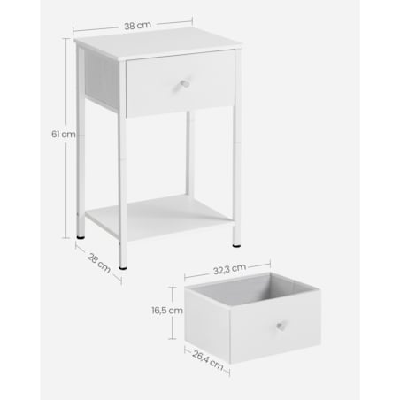 Stolik Szafka 38,1X27,9X61 Cm Biały