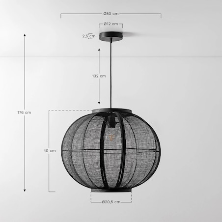 Lampa wisząca z lnu Ziyec, kremowa, Ø50 cm